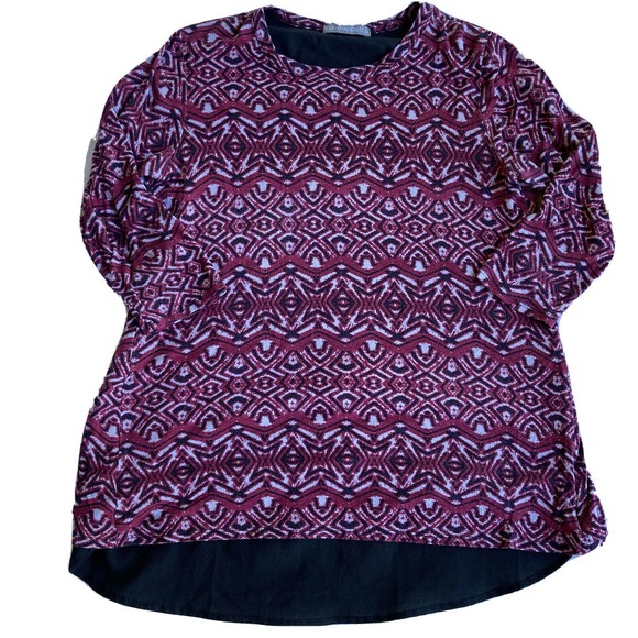 Loveappella Tops - Stitch Fix Loveappella Blouse Sz S Top 3/4 Sleeve Hi Lo Red Black Stretch Casual